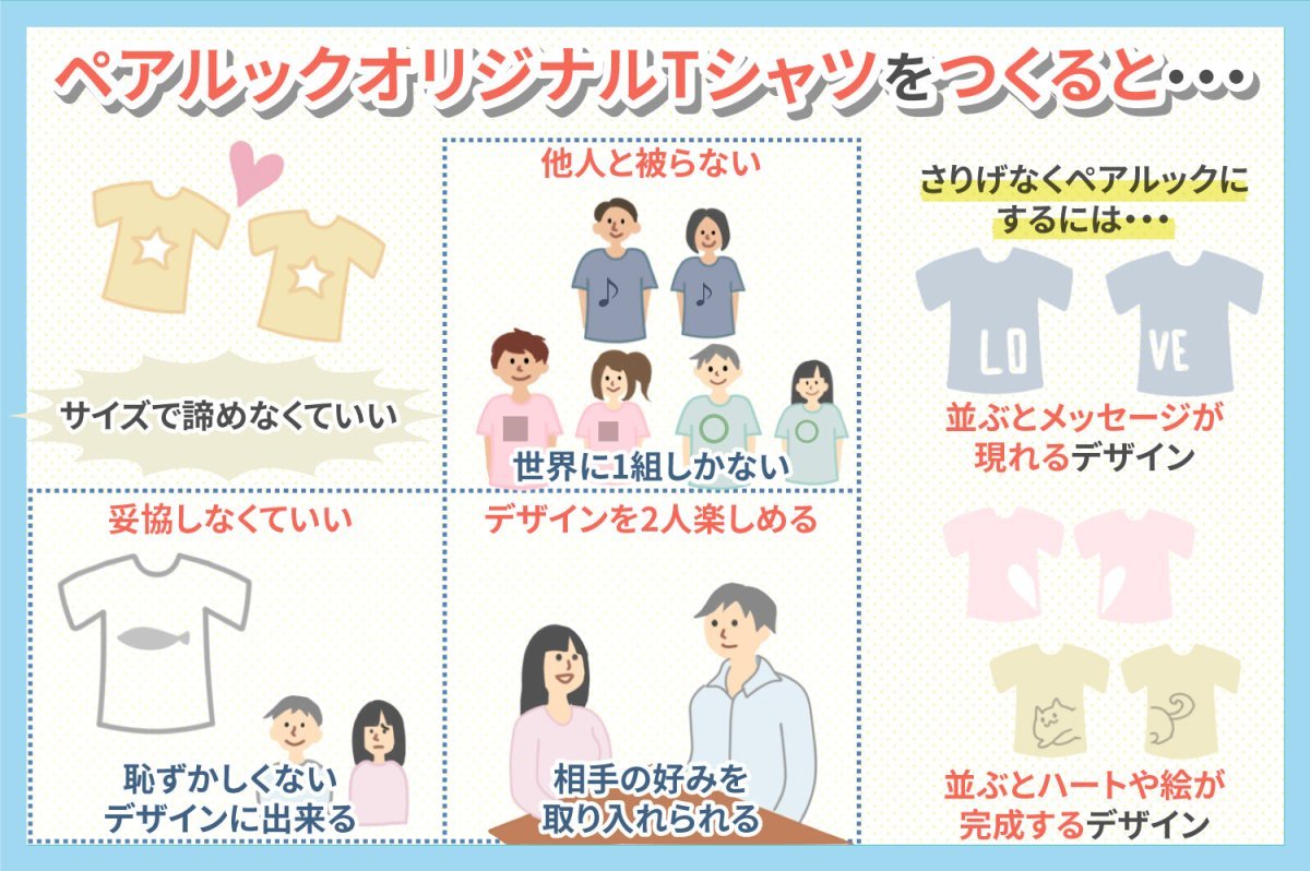 ペアルックはTシャツから！選び方＆カップル・友人・親子向けブランド - タカハマライフアート