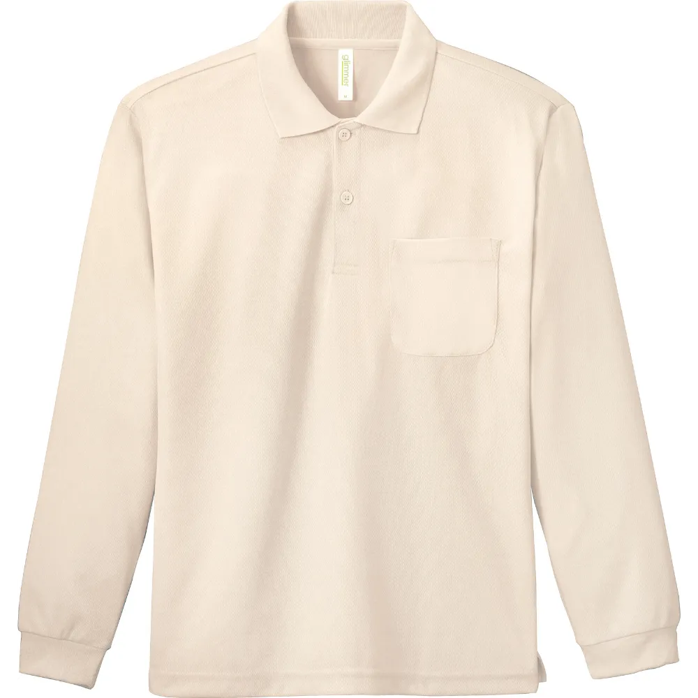 4.4オンス ドライ長袖ポロシャツ（ポケット付）